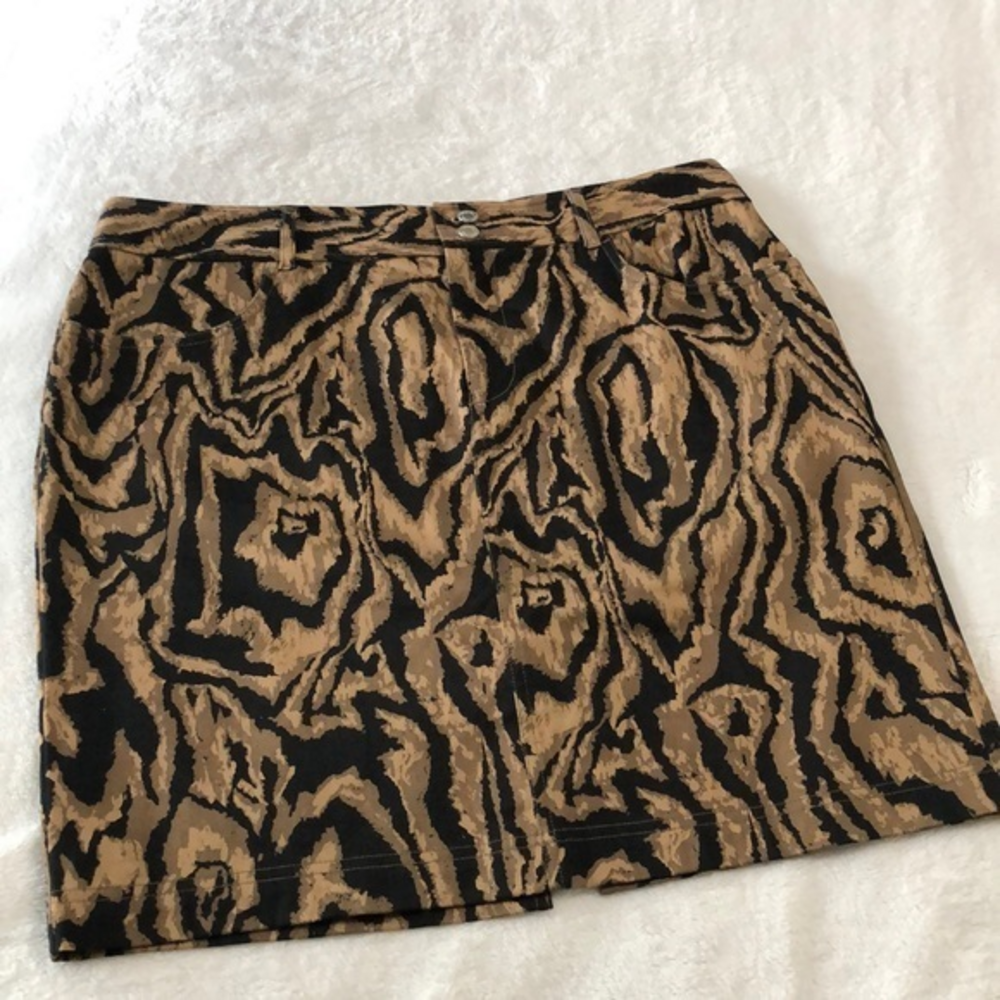 Chaps by RL || Brown/Black Animal Print‎ Mini Skirt